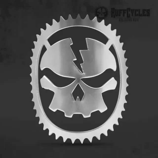 Ruff Cycles Skully Steuerkopf-Emblem Aluminium