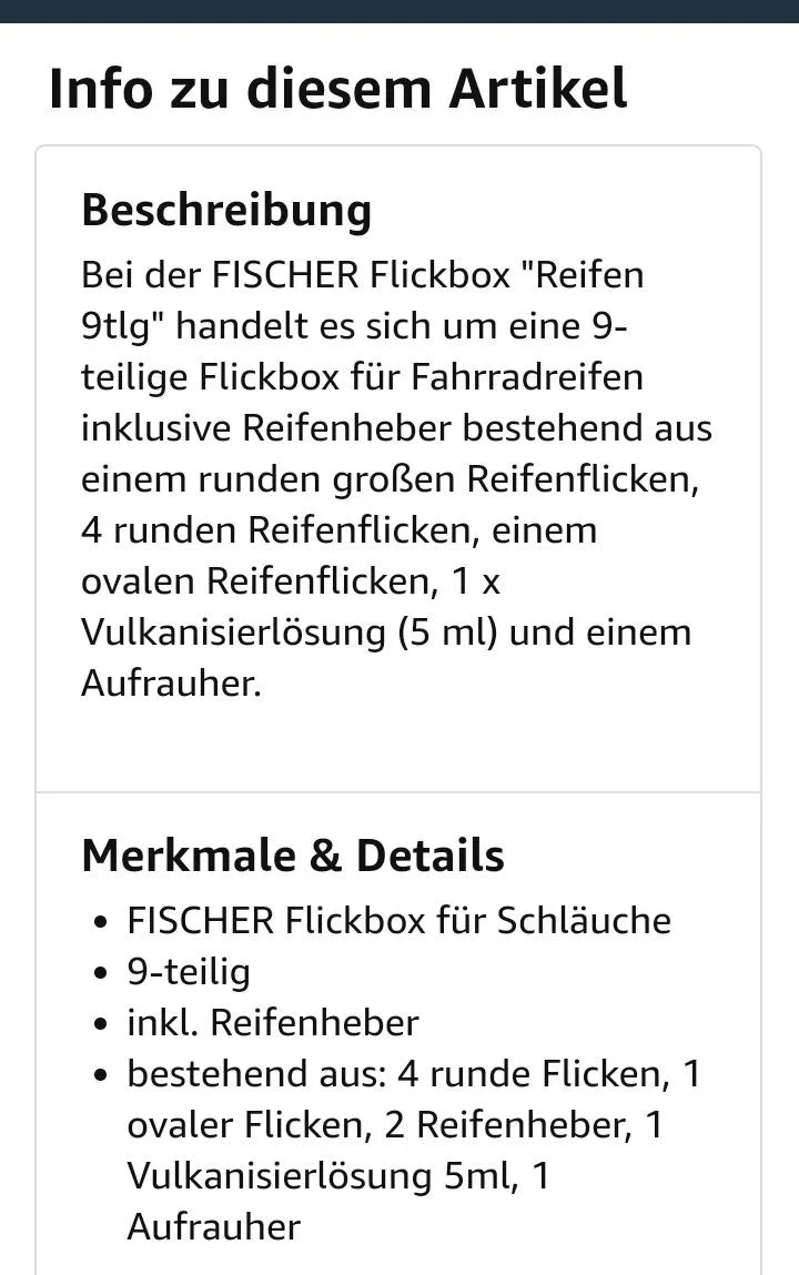 fischer Flickzeug Flickset 7-teilig Box Reifen