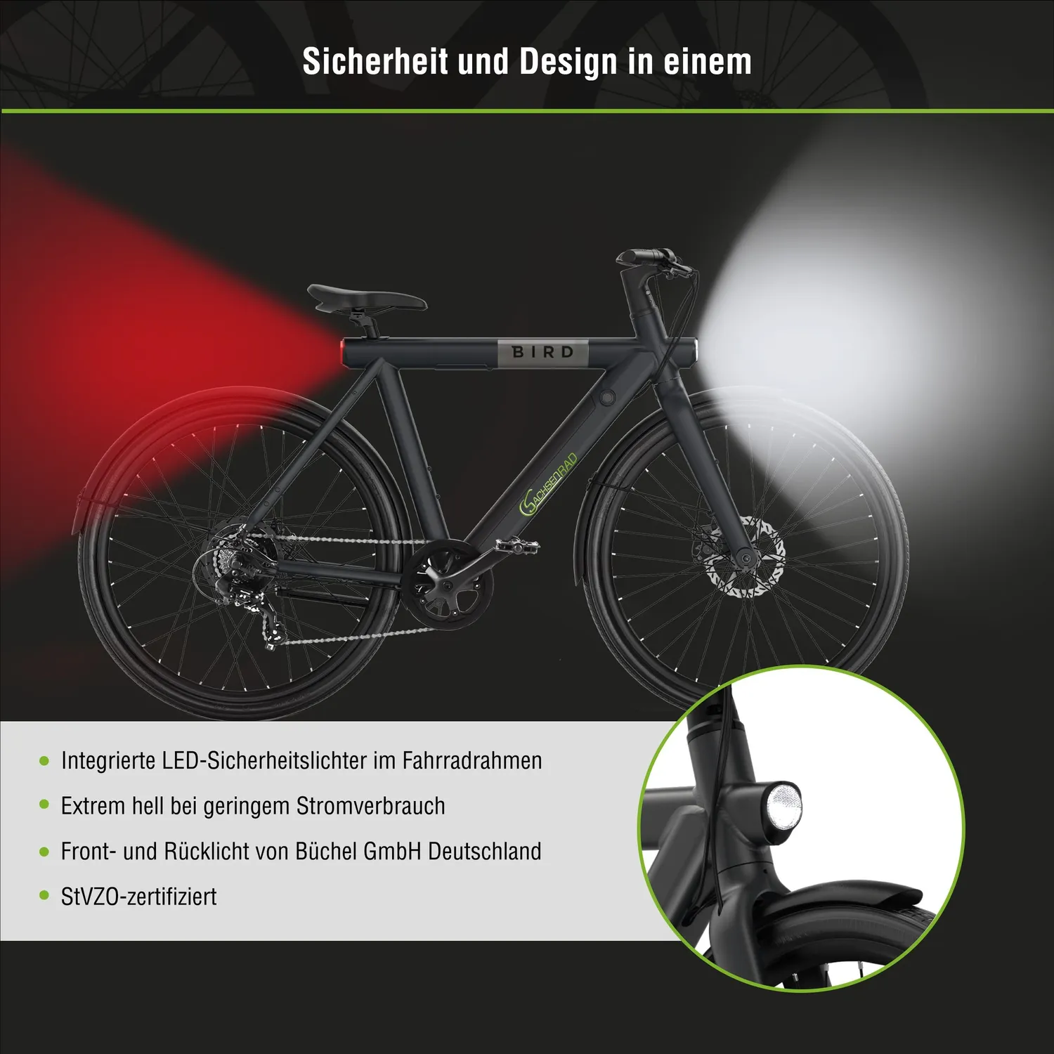 SachsenRad xBird Urban C6M Connect E-Citybike 28 Zoll schwarz