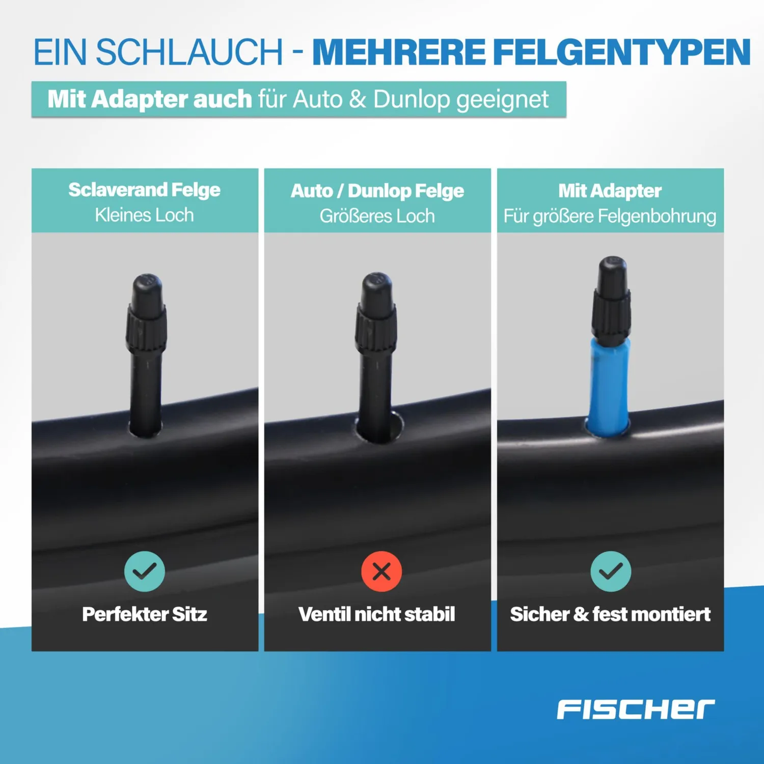 fischer TPU Fahrradschlauch MTB 27,5 Zoll 2.10-2.60 SV