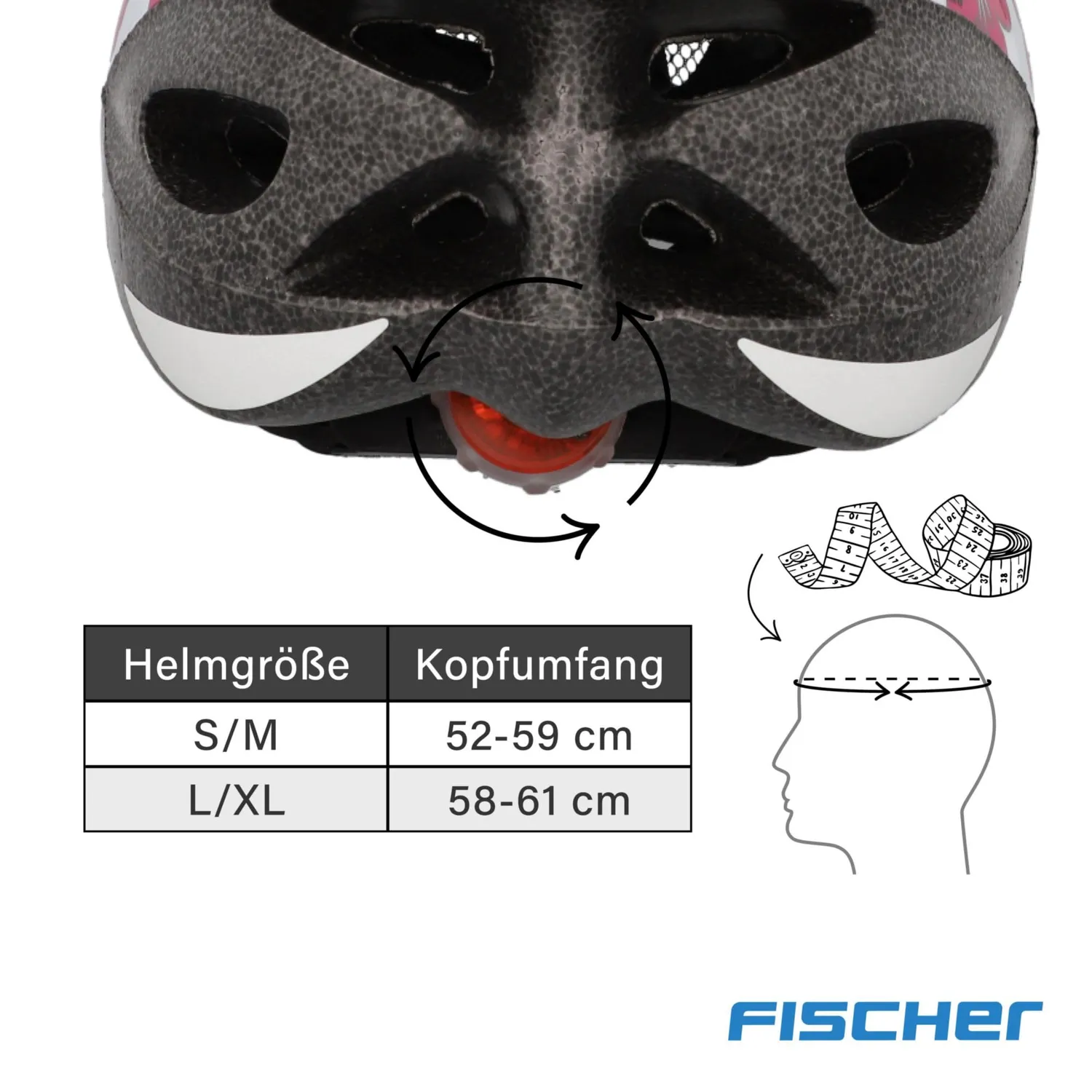 fischer Hawaii Fahrradhelm Weiß Rosa S/M mit Licht