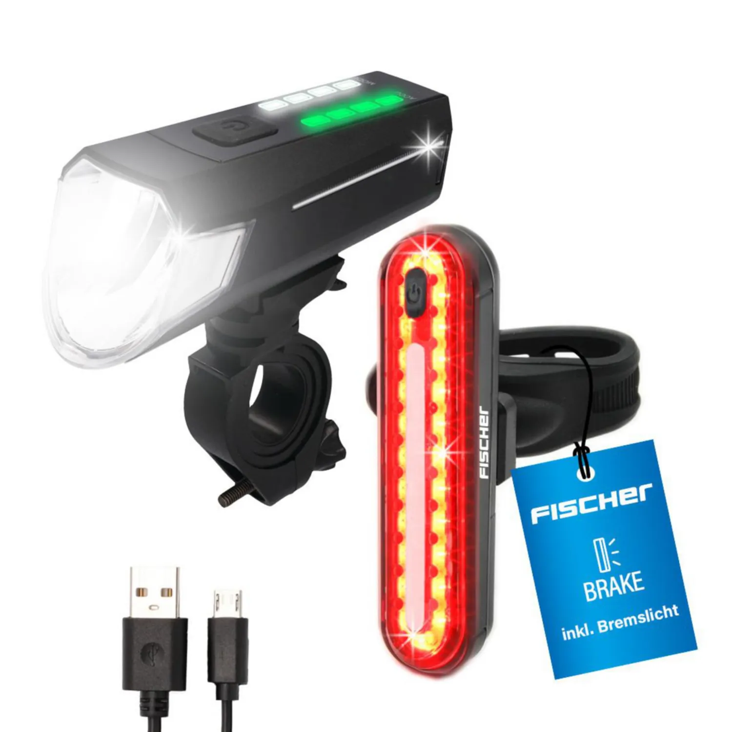 Fischer Twin Stop 110 LED Beleuchtungs-Set Akku schwarz
