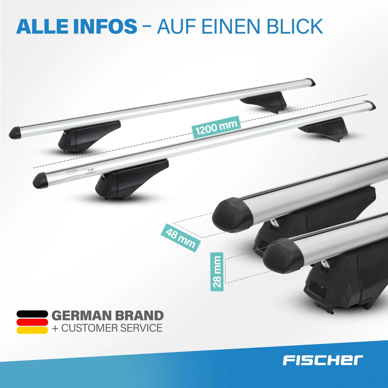 Fischer CrossLine L Relingträger 1,20 m Aluminium 75 kg