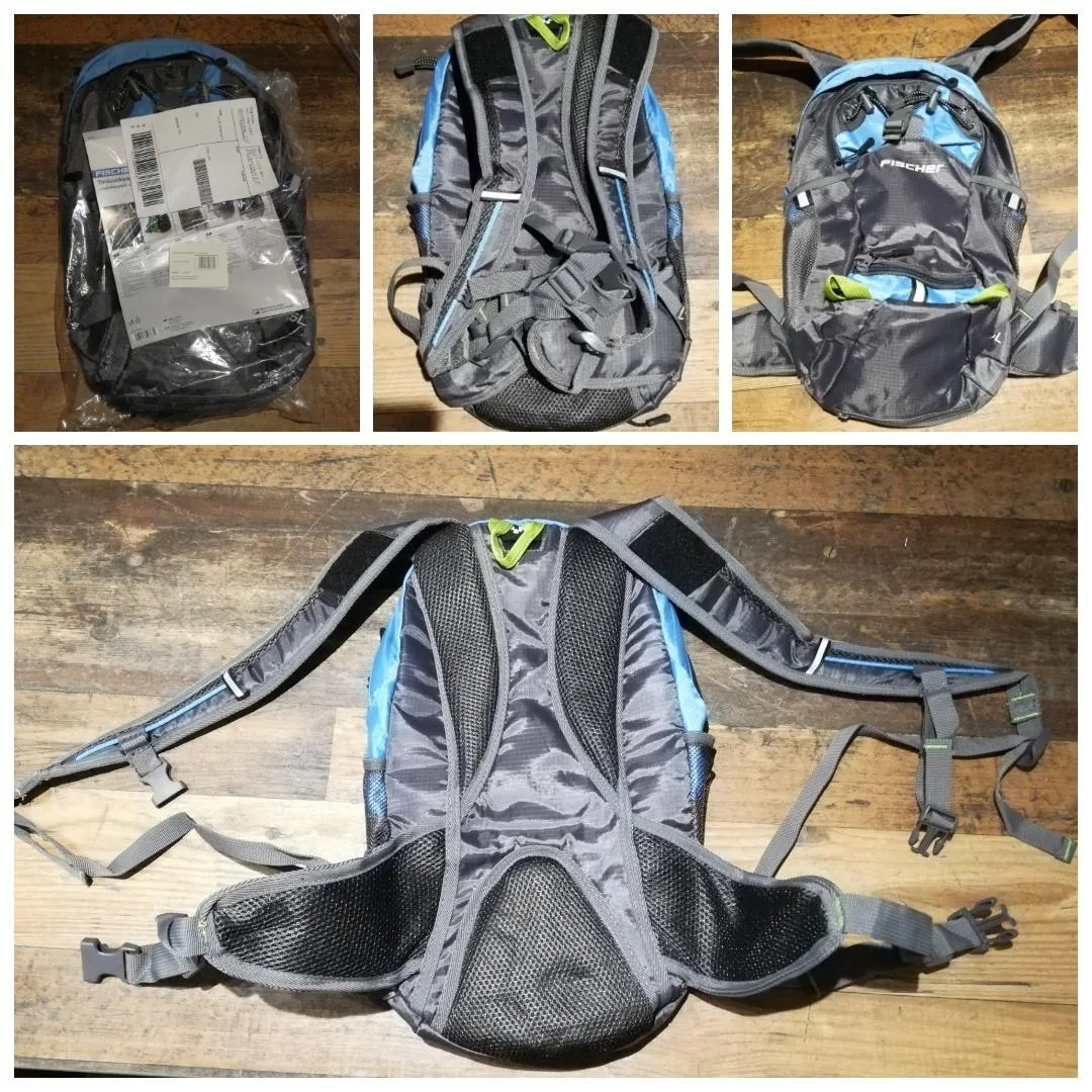 Fischer Fahrradrucksack 15 Liter Blau mit Helmnetz