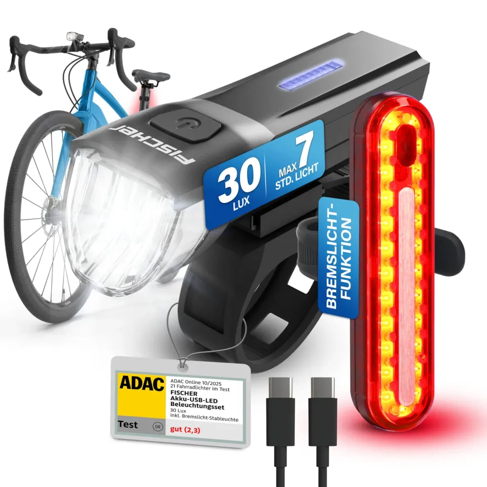 Fischer Stop Beleuchtungsset 30 Lux Bremslicht Akku