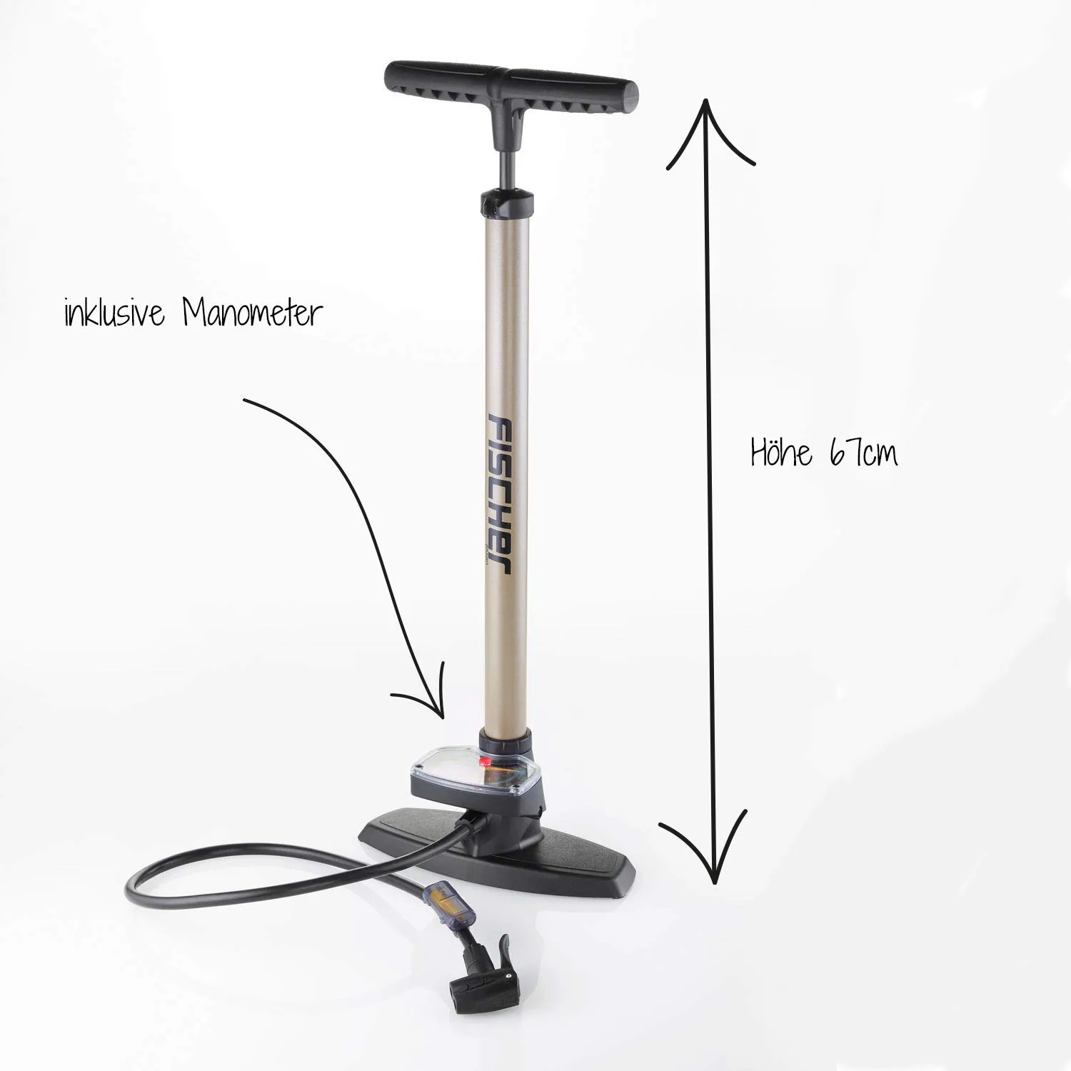Fischer Standpumpe 85580 Manometer 11 bar alle Ventile