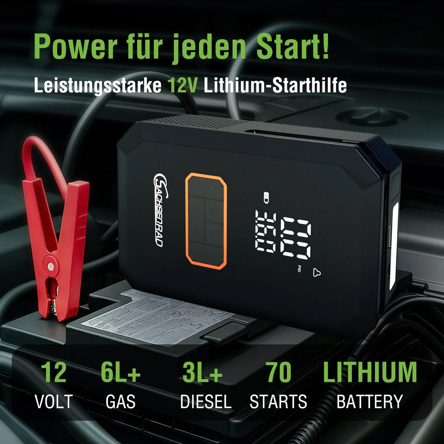 SachsenRad Air Power Start Starthilfe Powerbank Kompressor