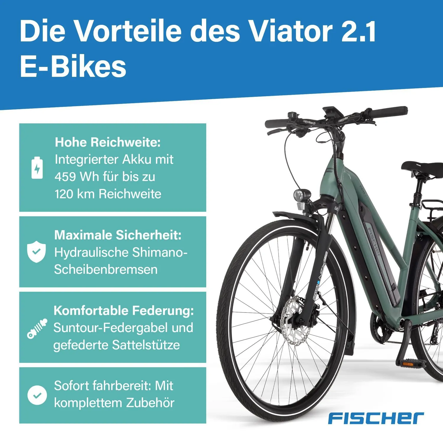 Fischer Viator 2.1 Active E-Bike 50 cm 459 Wh 50 Nm