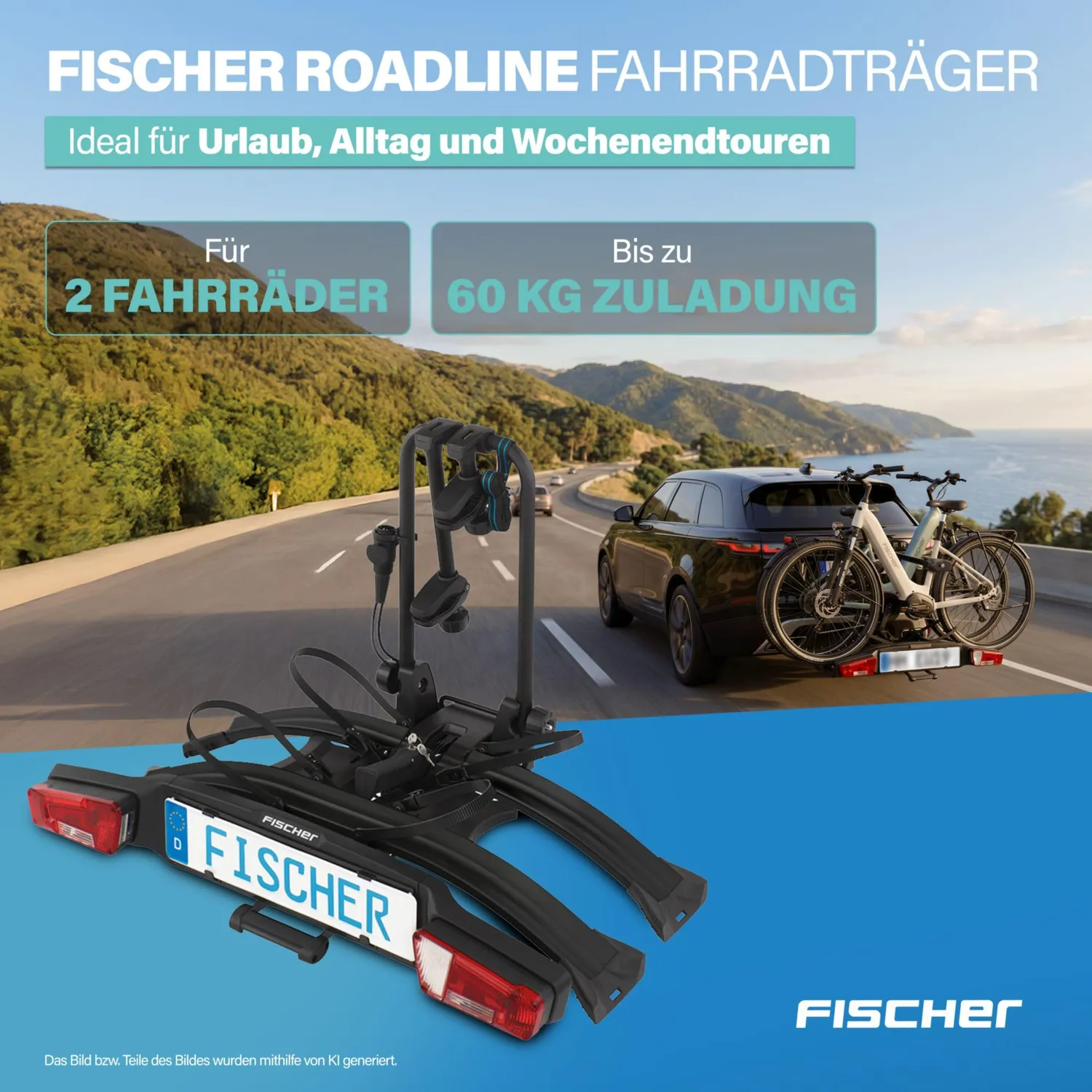 fischer RoadLine Black Kupplungsträger 2 E-Bikes 60 kg
