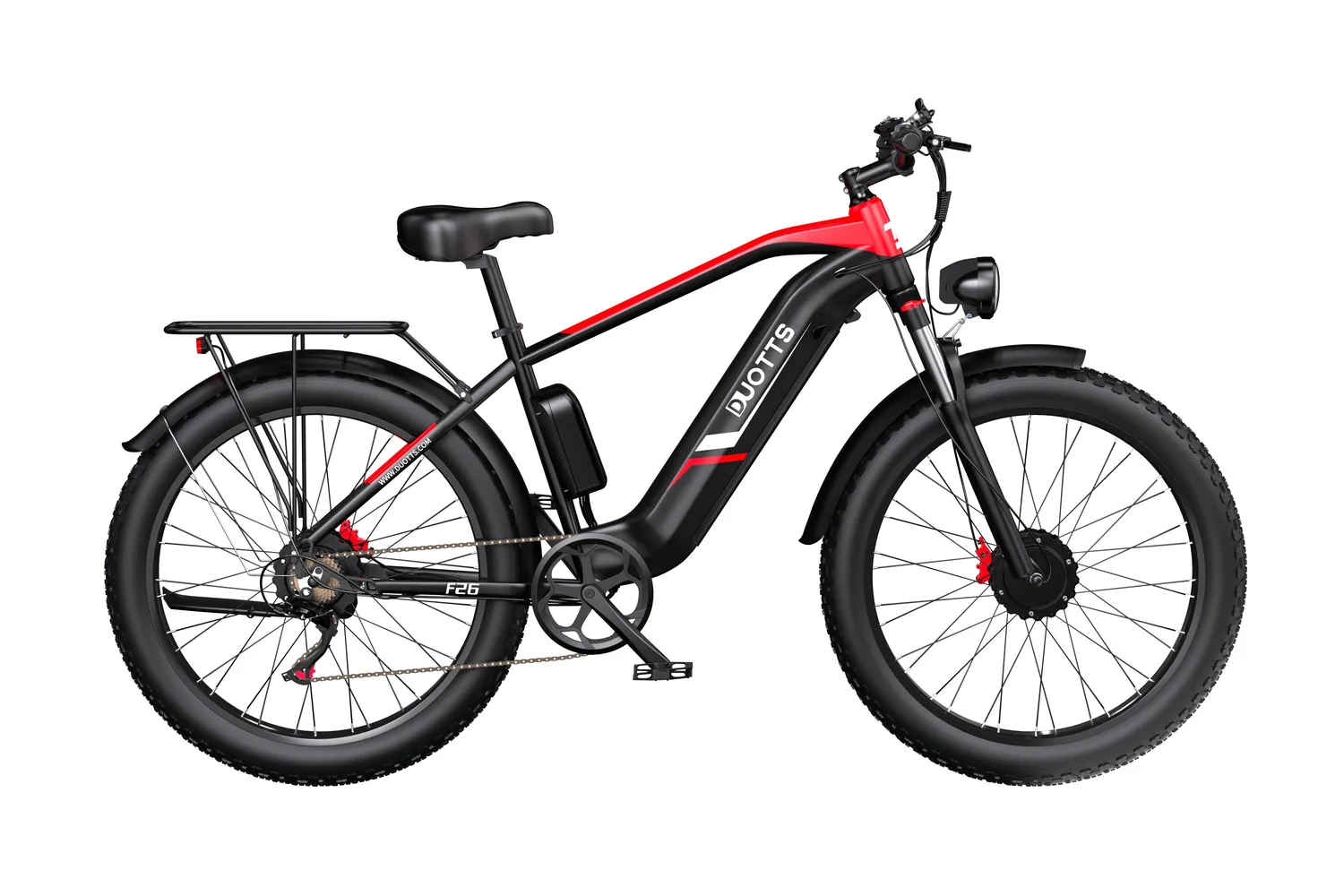 DUOTTS F26 E-Bike Fatbike Schwarz-Rot große Reichweite