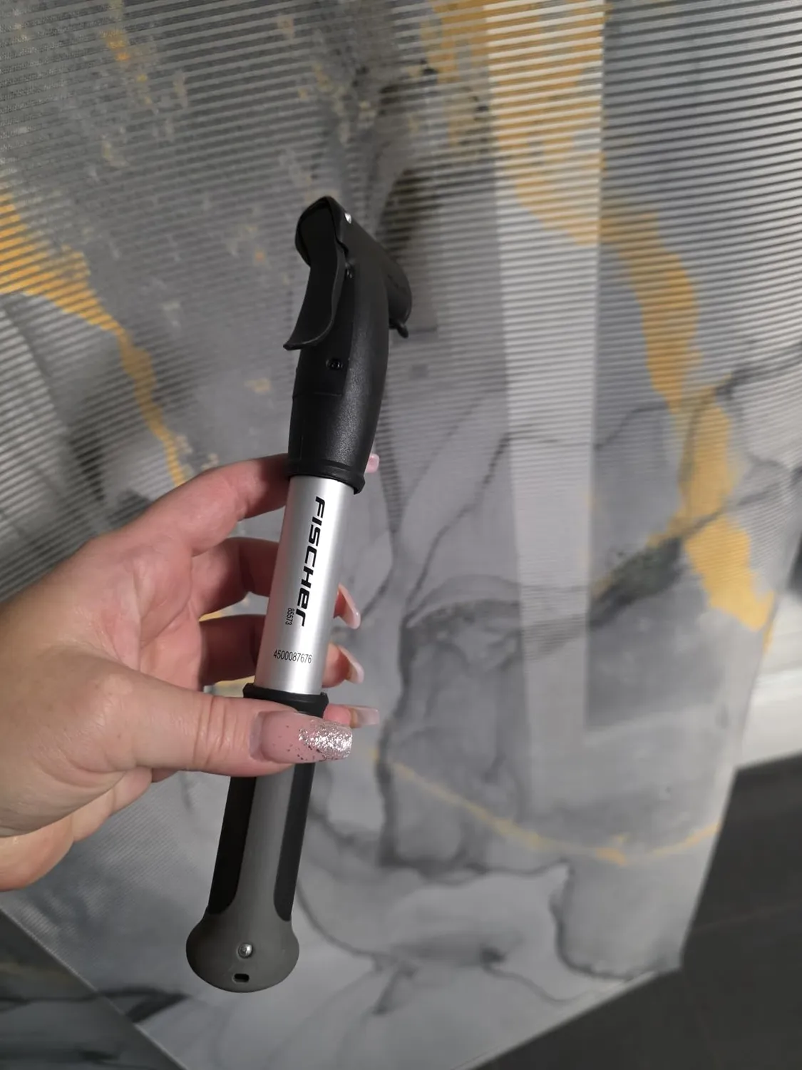 Fischer Mini Luftpumpe Fahrradpumpe mit Manometer 8 bar