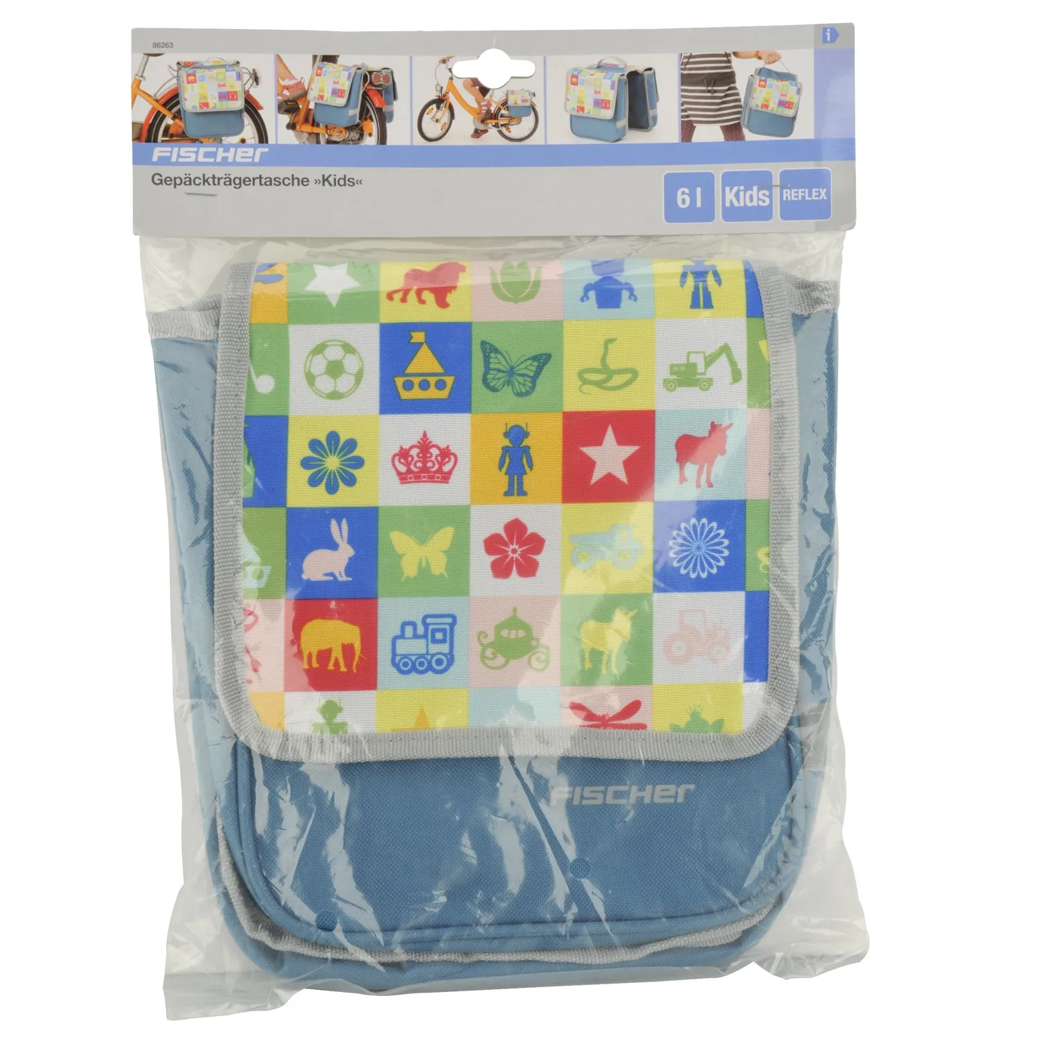 Fischer Kinder Gepäckträgertasche 7 Liter blau 86263