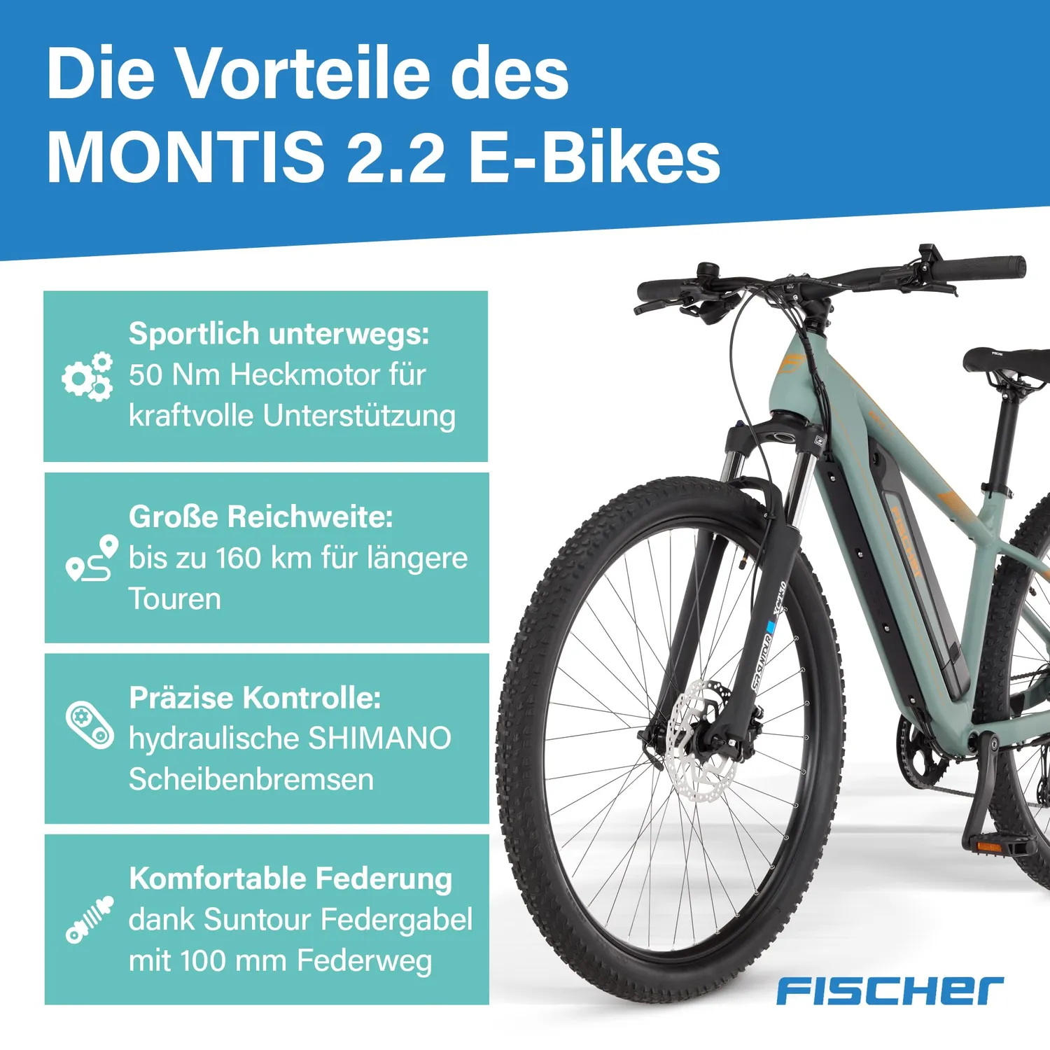 Fischer Montis 2.2 Active E-Bike 49cm 688Wh 50Nm